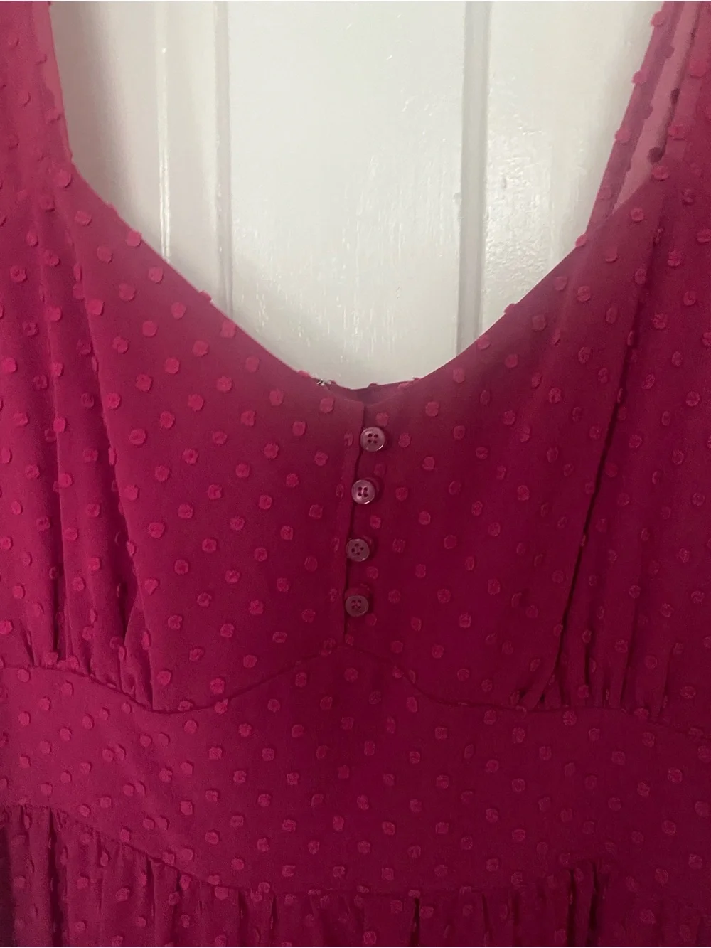 J Crew Women's Dark Rasberry Tiered Midi Dress - Beautiful chiffon dotted Swiss